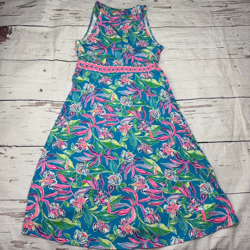 Lilly Pulitzer Floral Wrap Dress, Tropical Print, Size M - Summer Preppy Style - Picture 3 of 9